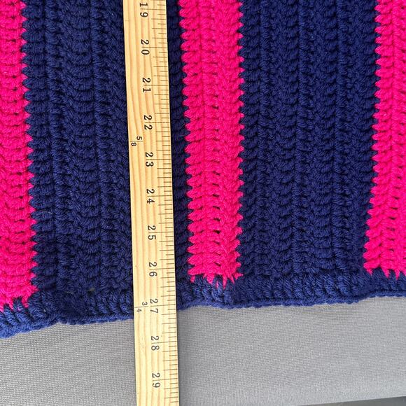 Hand Crochet Teddy Bear Plush Blanket Set Stuffed Animal Afghan Pink Blue Retro - Picture 13 of 16